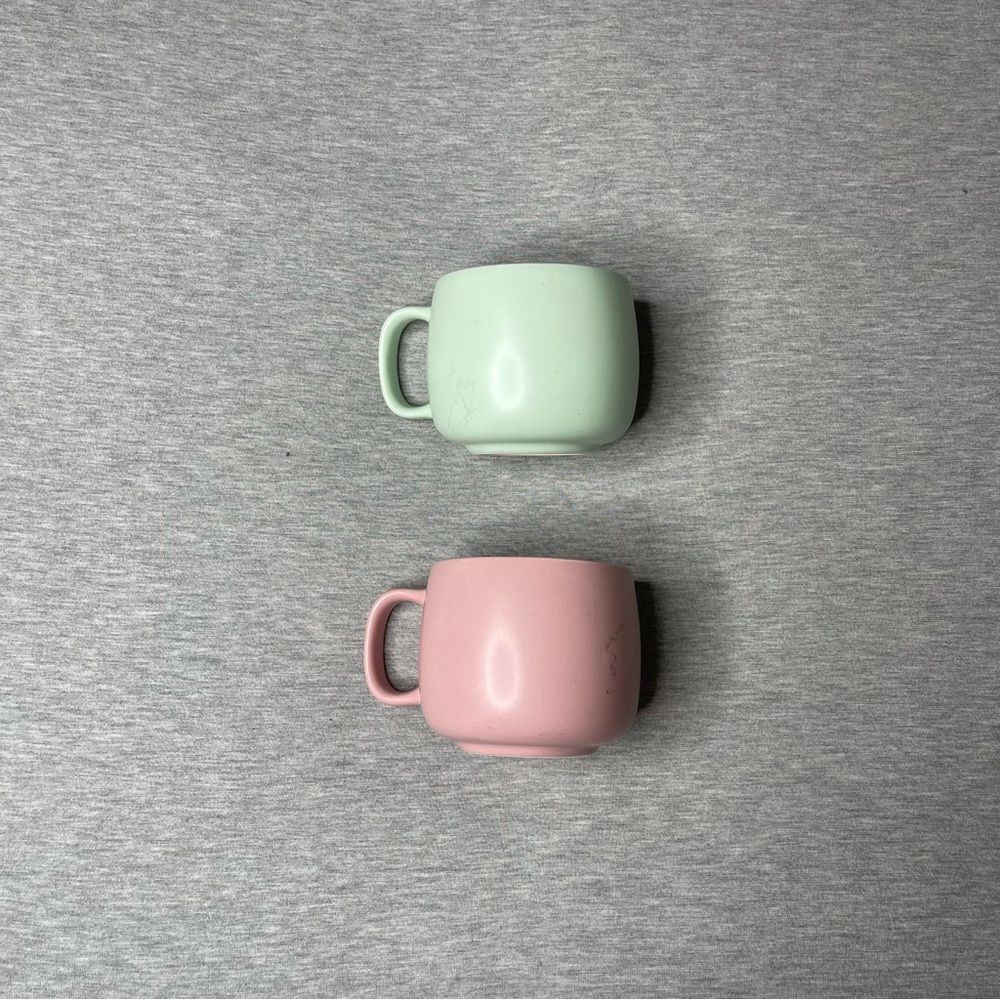 Starbucks Pastel Stoneware Flat Bottom 12 Oz Coffee Mugs 2 PCS. Set - Picture 4 of 14